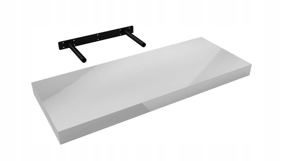 Półka ścienna z niewidocznym mocowaniem - biała