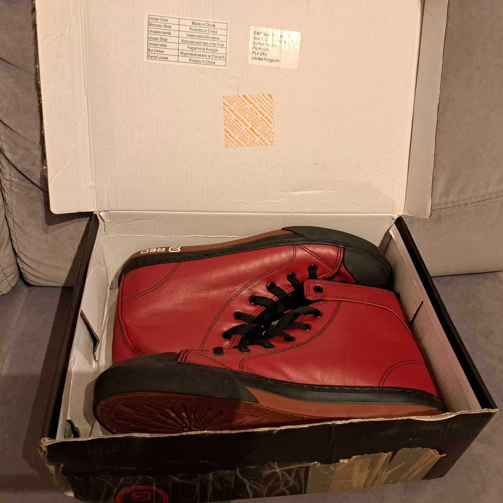 "Walk The Line" Buty sportowe wysokie RED by EMP