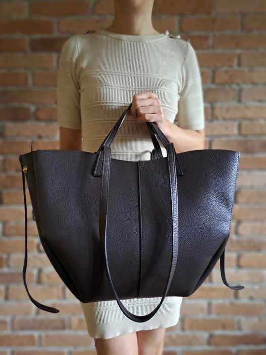 Torebka włoska skóra naturalna czekoladowa na ramię i do ręki