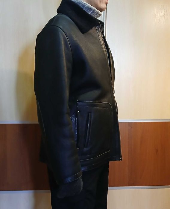 Мужская зимняя кожаная куртка