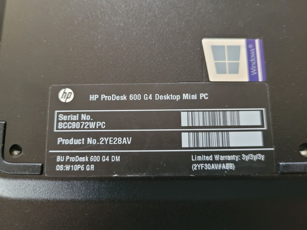 Неттоп міні ПК HP ProDesk 600 G4 і3-8100Т/DDR4 8Gb