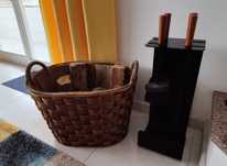 Cesta de lenha + acessórios