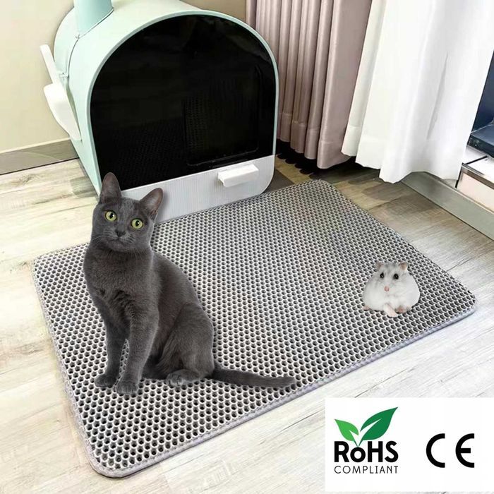 MATA POD KUWETĘ WYCIERACZKA Dla Kota Dwuwarstwowa Szara XXL 60x45 cm