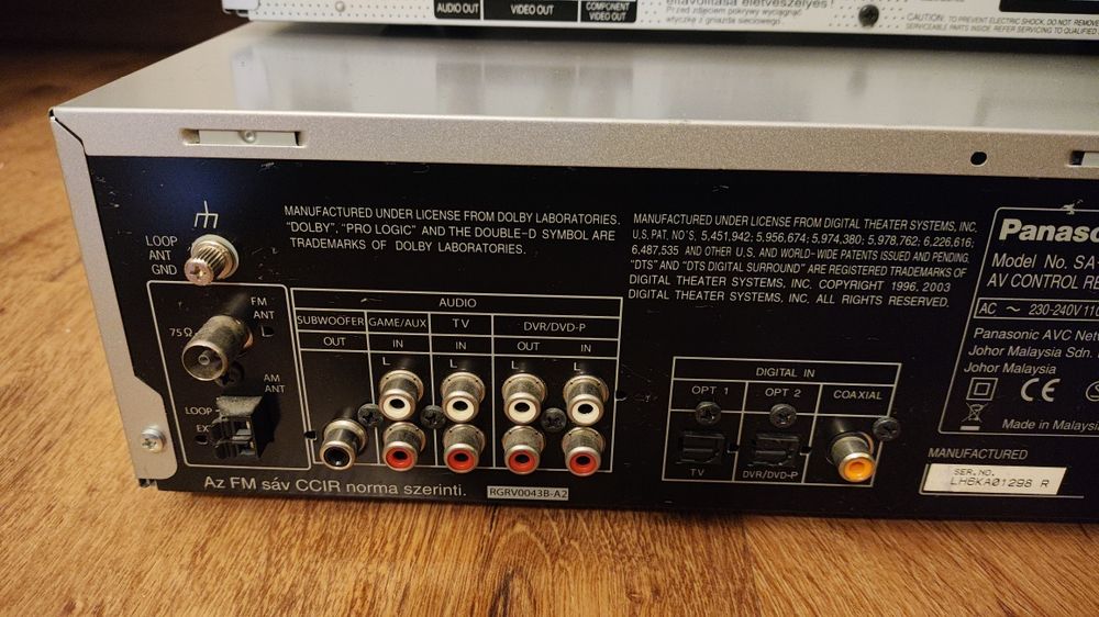 Amplituner Panasonic 5.1 SA-HE40 + DVD S42 piloty kable