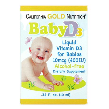 California Gold Nutrition, Вітамін D3 для дітей, 400 МЕ, ехінацея