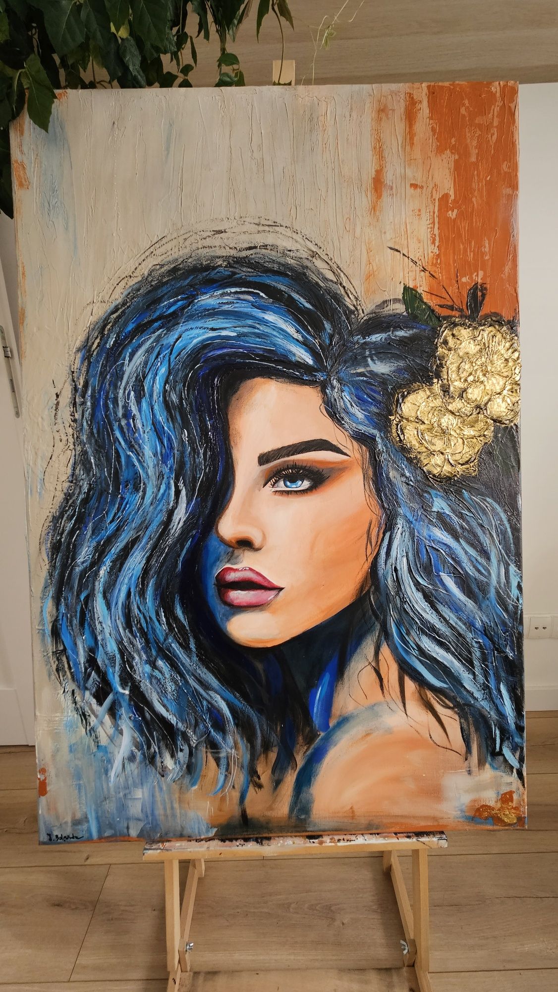 Obraz ręcznie malowany  120x80 kobieta