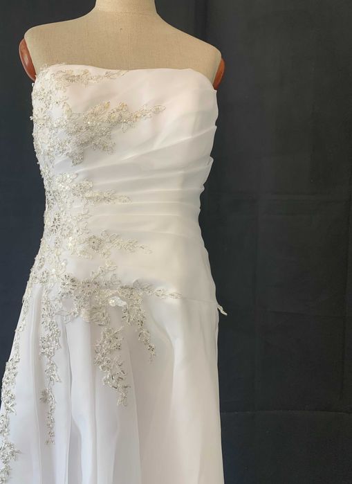 Nowa Suknia Ślubna Klasyczna Linia A Szyfonowa lekka XXL 44 vintage