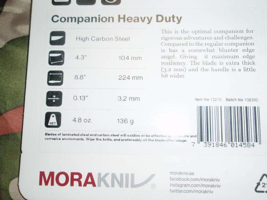 Nóż myśliwski MORA Companion HeavyDuty MG carbon / survival