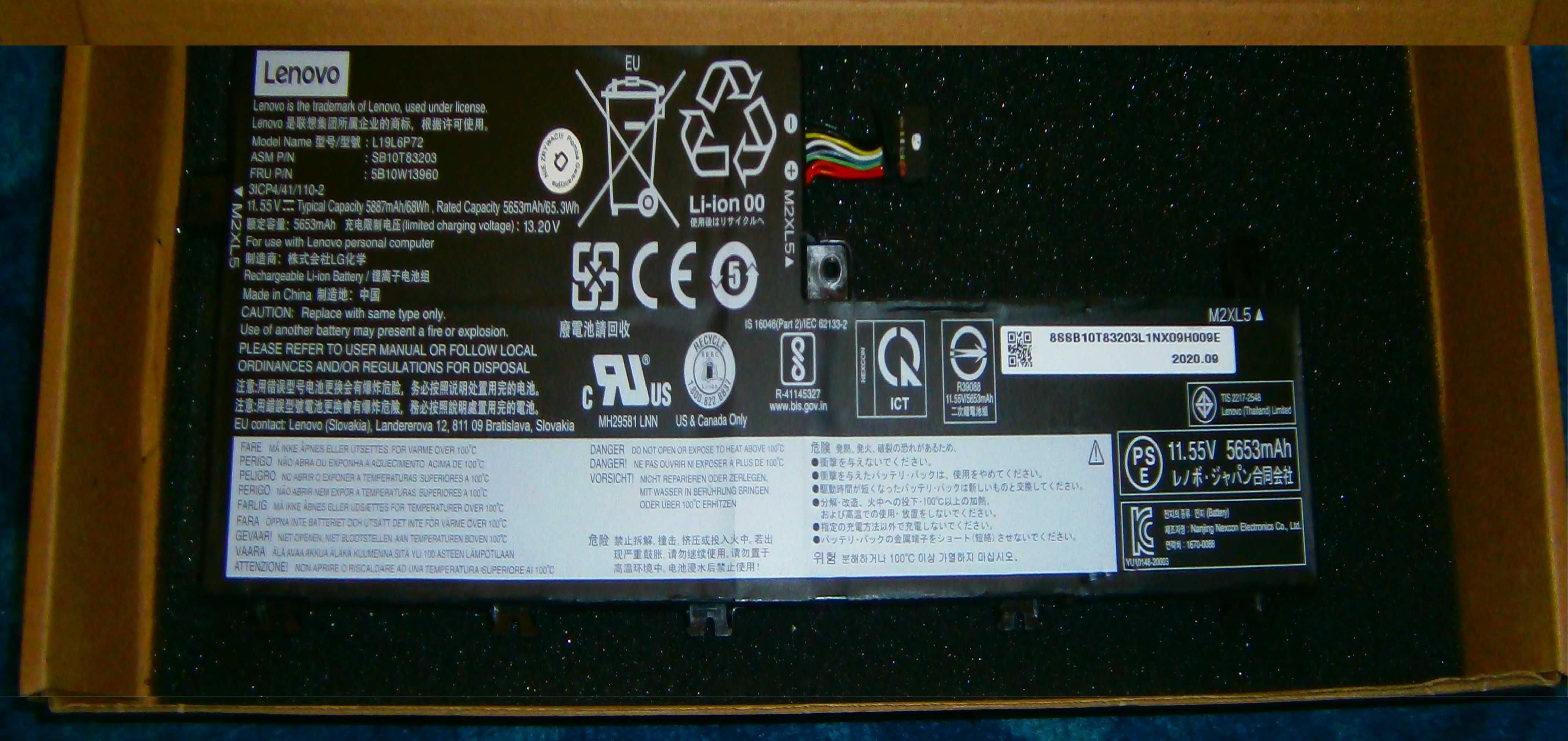 oryginalna bateria lenovo M2XL5 model L19L6P72 , L19L3PD5