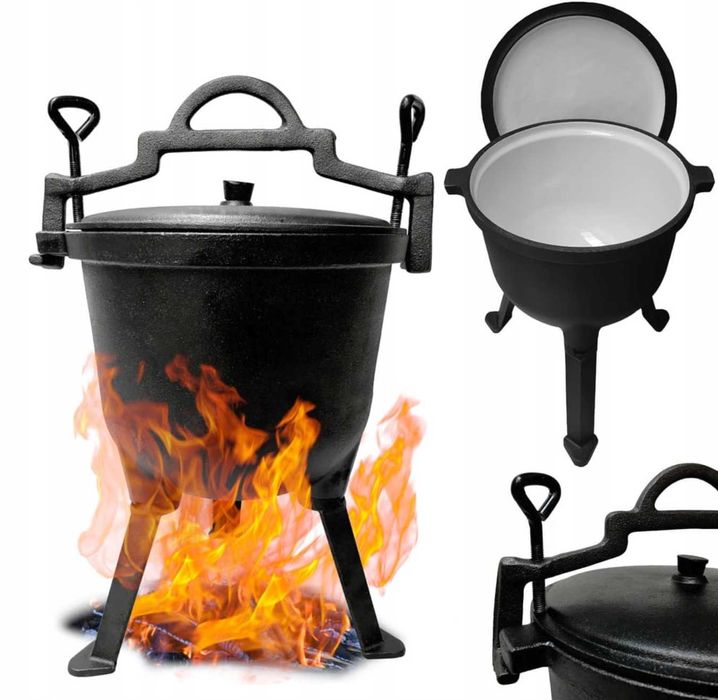 Kociołek myśliwski żeliwny 4L 5l 8L 10L 15L garnek ognisko grill