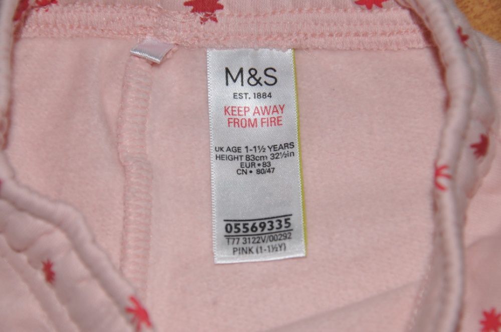 Marks &Spencer Różowe ciepłe spodenki w gwiazdki Roz. 86 cm