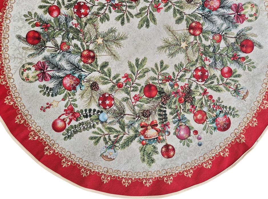 Obrus okrągły świąteczny 95 cm gobelinowy 1335