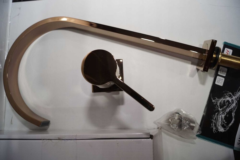 W47 Bateria łazienkowa Umywalkowa kran Nablatowy KANCIASTA Miedziana