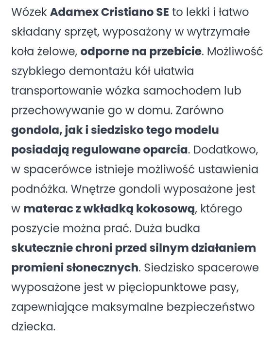 Wózek 2w1 Cristiano Adamex special edition