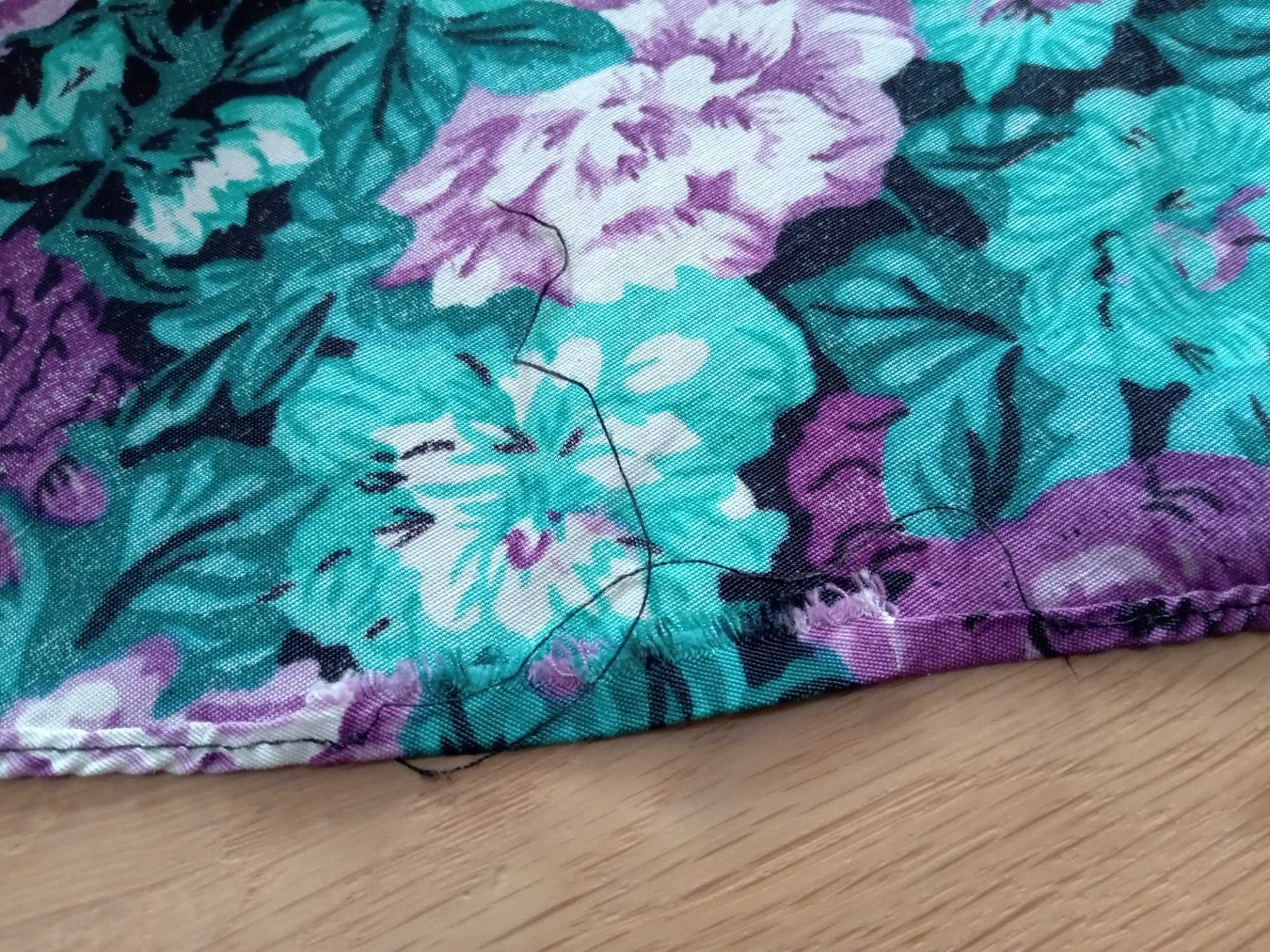 E.D. Michaels Petites sukienka szmaragdowa fiolet róże vintage rayon