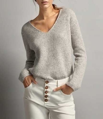 LUX, Massimo D,49% Wełniany sweter, Perłowy, S jak M/L