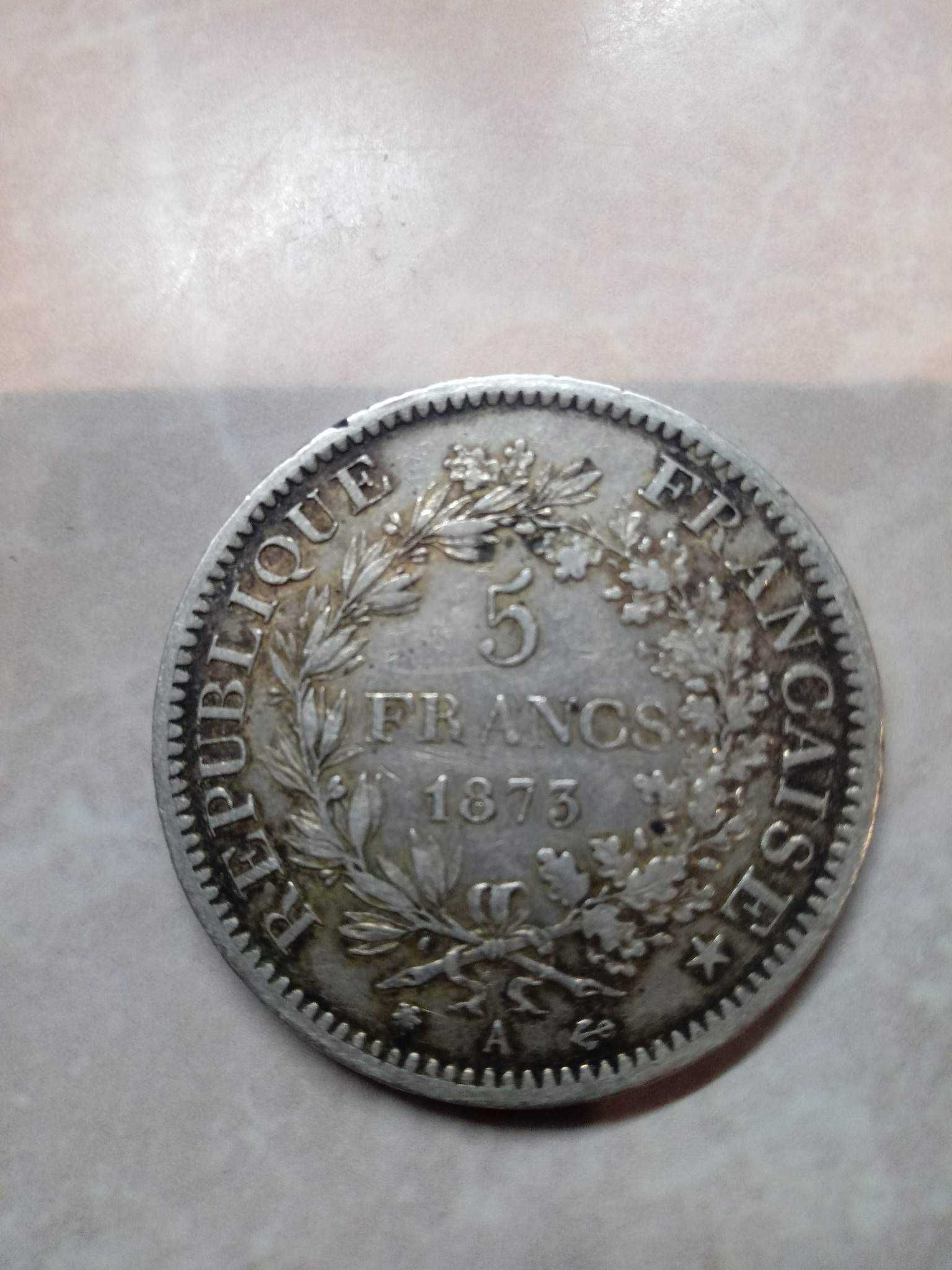 Moedas 5 fr. Belgas e francesa