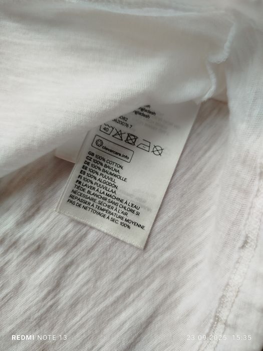 Śliczna bawełniana biała bluzka koszulka z krótkim rękawem hiszpanka H