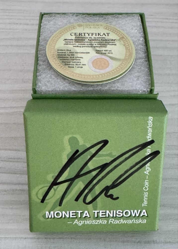 Agnieszka Radwańska moneta kolekcjonerska z autografem