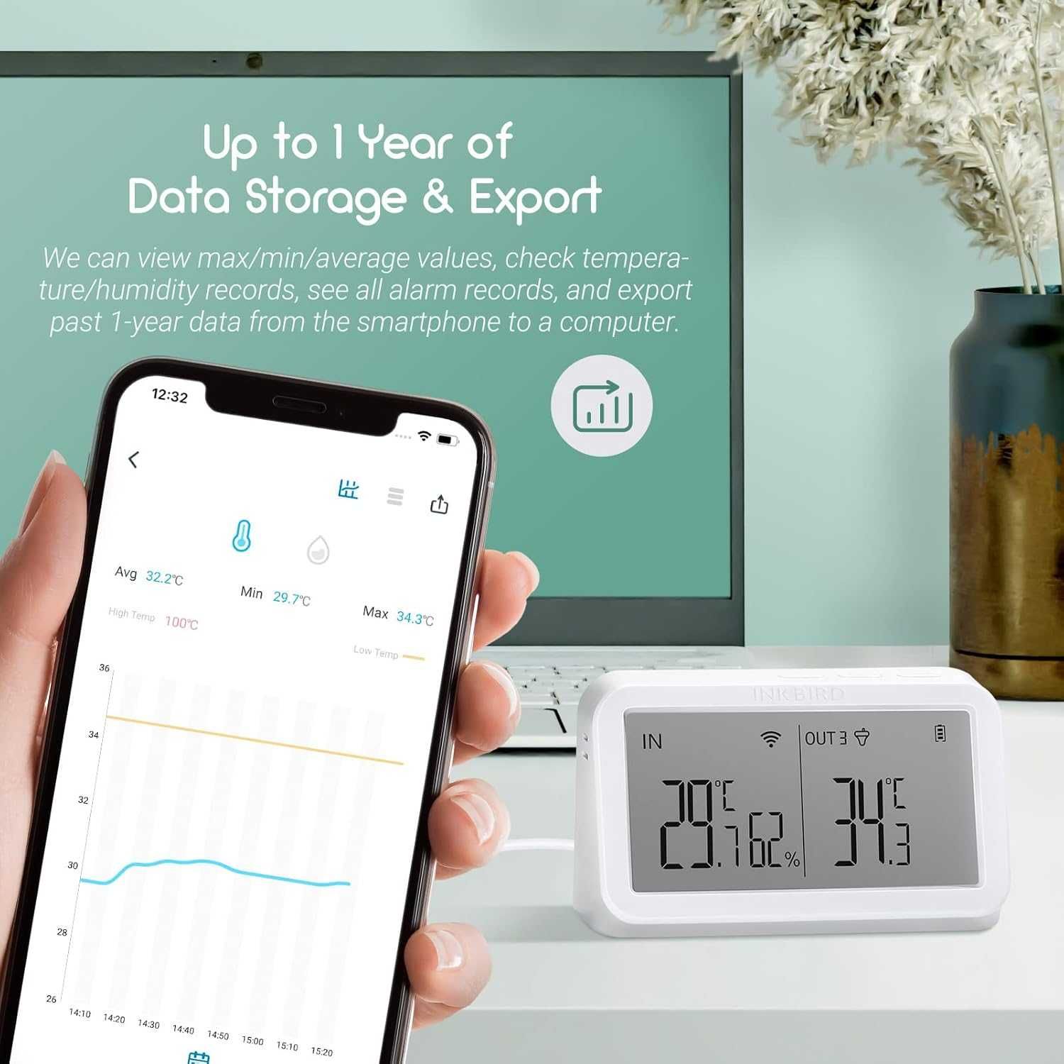 INKBIRD Pływający termometr basenowy WiFi, IBS-P02R