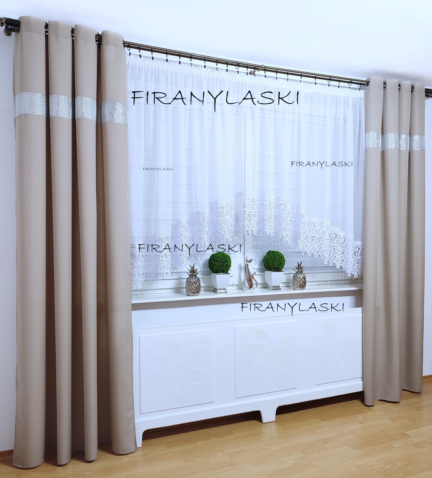 Firany Gotowe 400x150 szeroka gipiura łuk