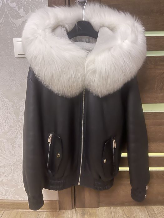 Куртка женская кожаная с мехом песца