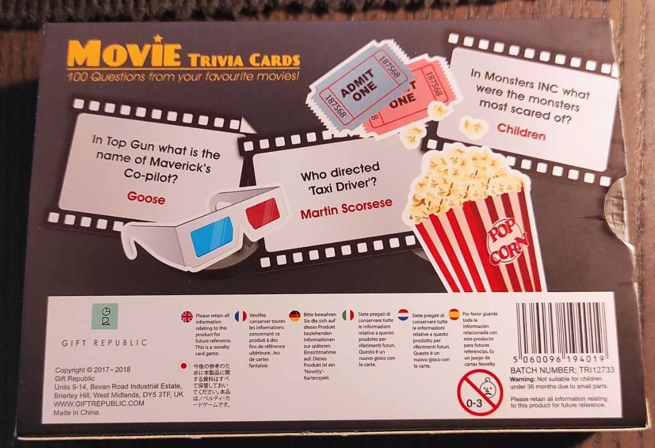 Jogo MOVIE Trivia Cards - Novo