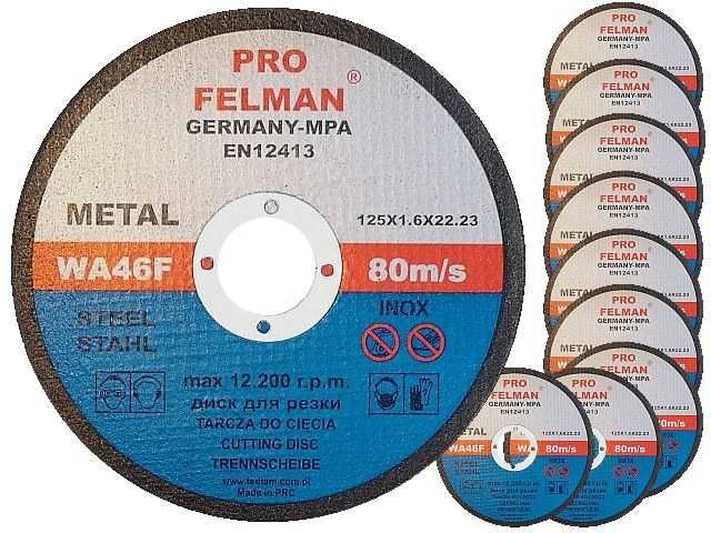 10 SZTUK ! Tarcza tarcze do cięcia metalu stali FELMAN PRO! 125 x 1,6