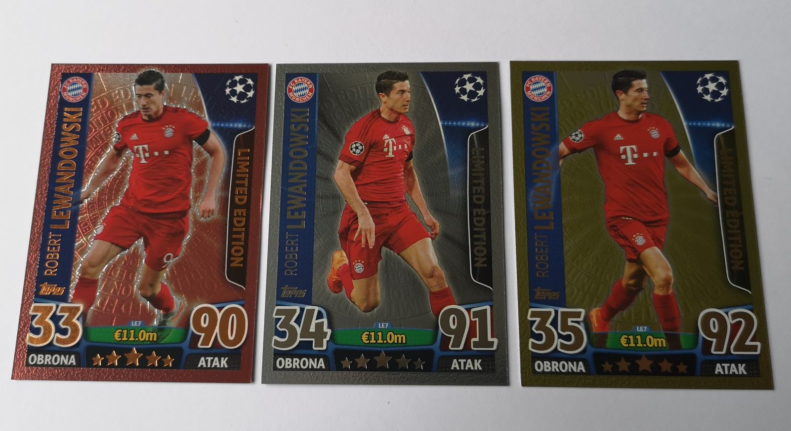 Topps Match Attax 2015/16 LIMITED EDITION Lewandowski Komplet 3 szt