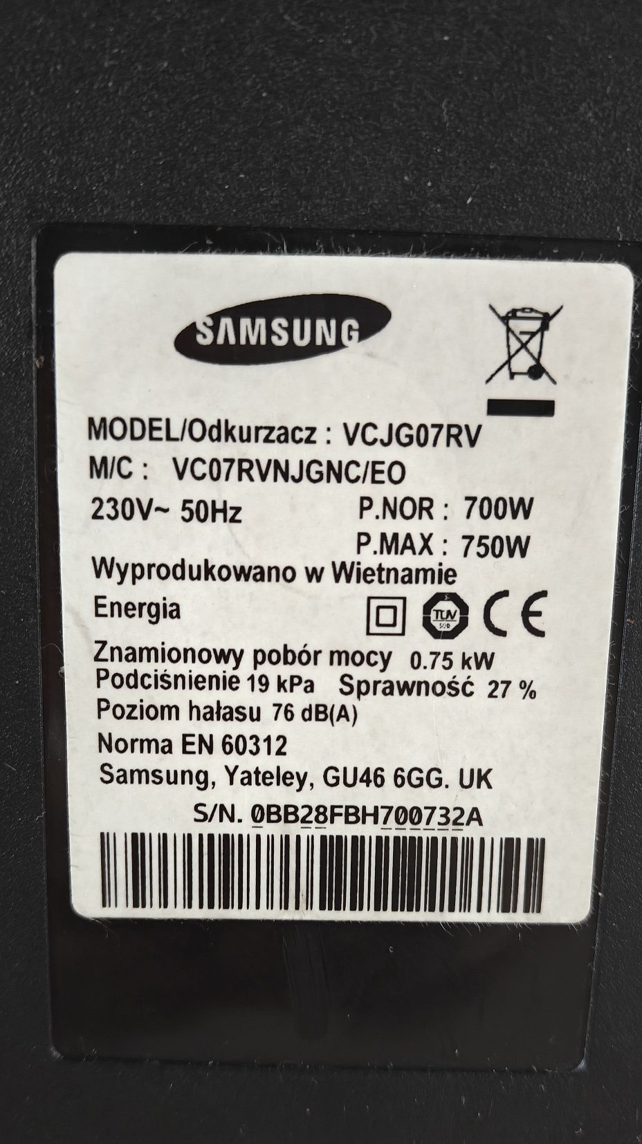 Odkurzacz Samsung VCJG07RV