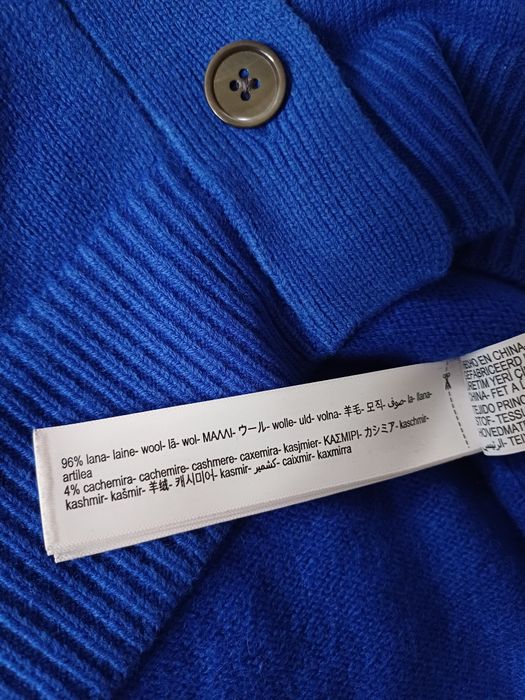 Massimo Dutti wełniany kardigan kobaltowy wełna kaszmir sweter guziki