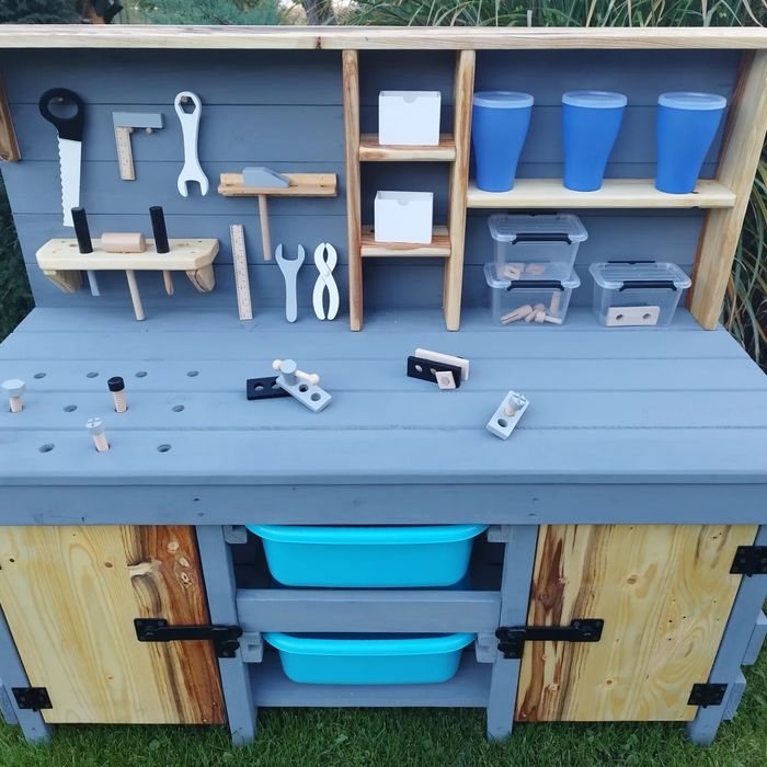 Stół warsztatowy drewniany plac zabaw dla dzieci