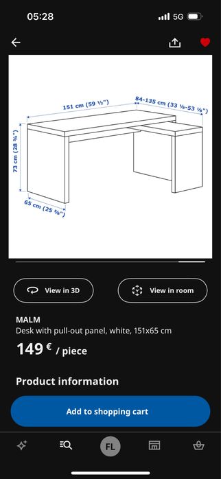 Secretária malm em PERFEITO ESTADO