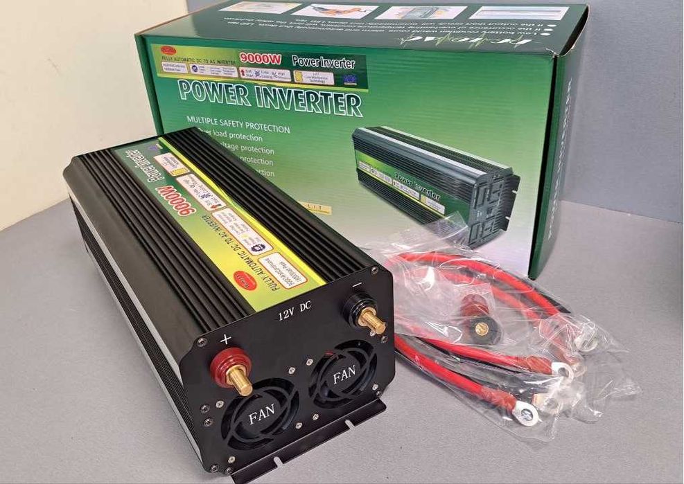 Преобразователь 9000W Инвертор 12V в 220V имеет дисплей + плавный пуск