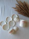 Piękny zestaw porcelany cukiernica talerzyki mlecznik