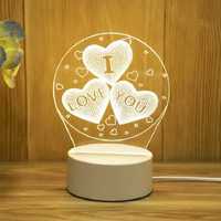 Lampka Nocna z napisem I LOVE YOU Led3D Prezent