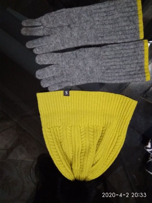 Шапочный набор шапка перчатки Joules Италия шерсть на ог 55-60