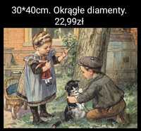 40*30cm Haft diamentowy OKRĄGŁE  diamenty