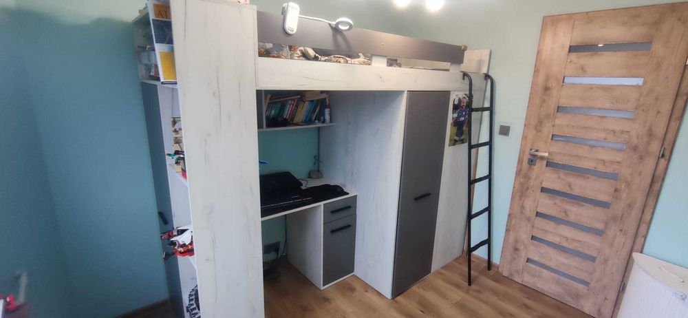 Antresola łóżko piętrowe VERANA biały grafit