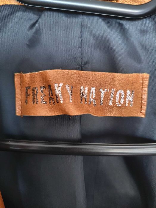 Męska kurtka skórzana biker Freaky Nation 80042 – cognac/brown, roz. M