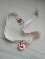 Welurowy kawaii słodki choker z donatem