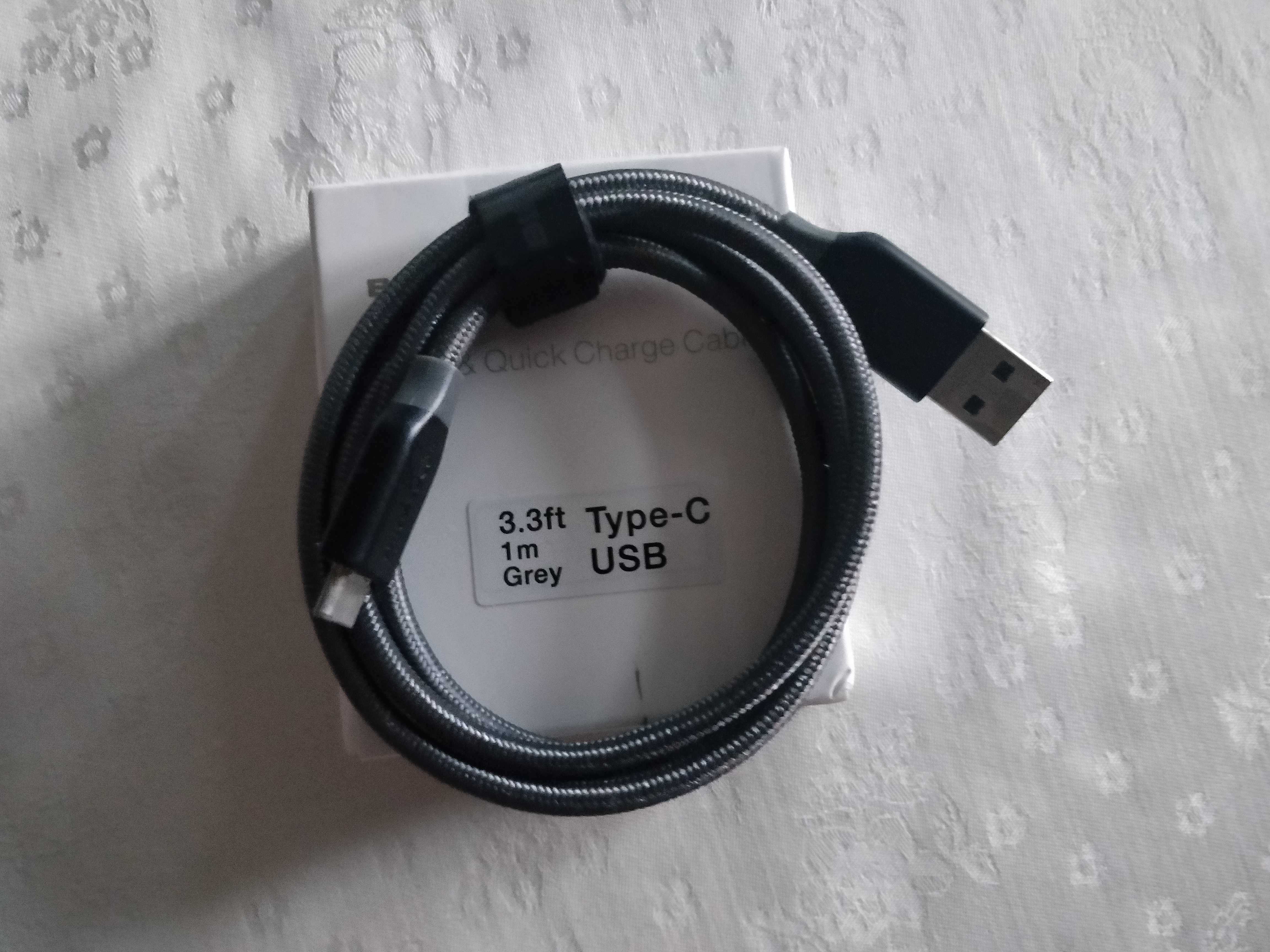 Przewód USB-C - USB-A Blitzwolf 1m szary oplot
