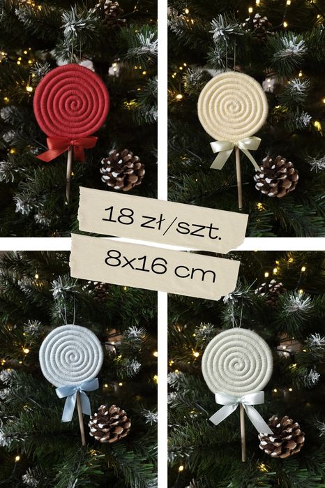 Lizaki bombki na choinkę lollipops ręcznie robione