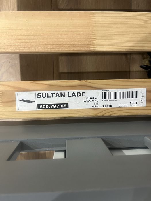 Rama lożka IKEA MYGGA z materacem VYSSA