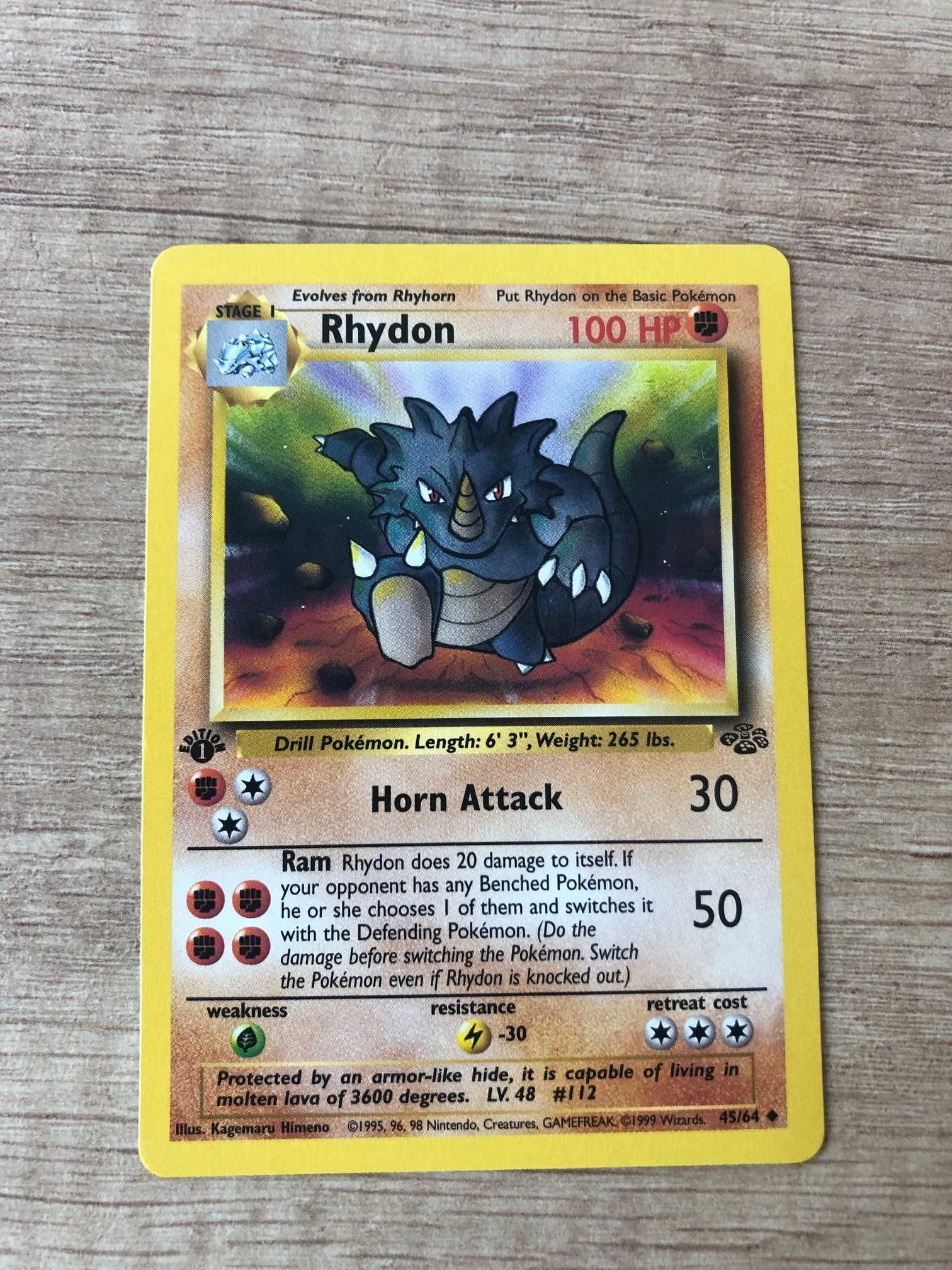 Rhydon karta pokemon 45/64 Jungle NM 1st
