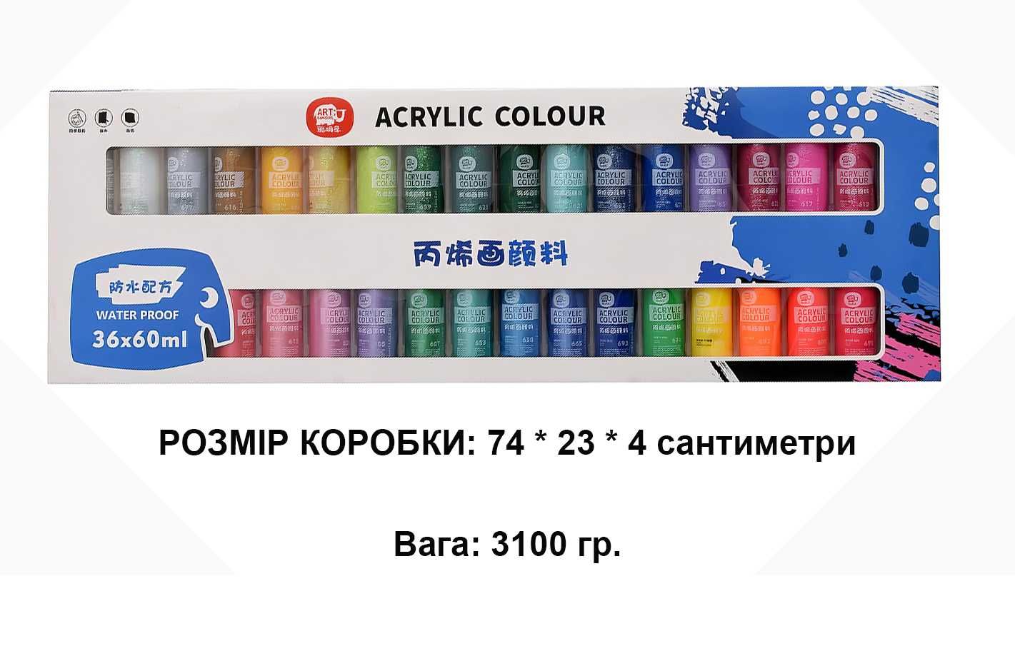 Преміум-набір художніх акрилових фарб Art Rangers 36 кольорів по 60 ml
