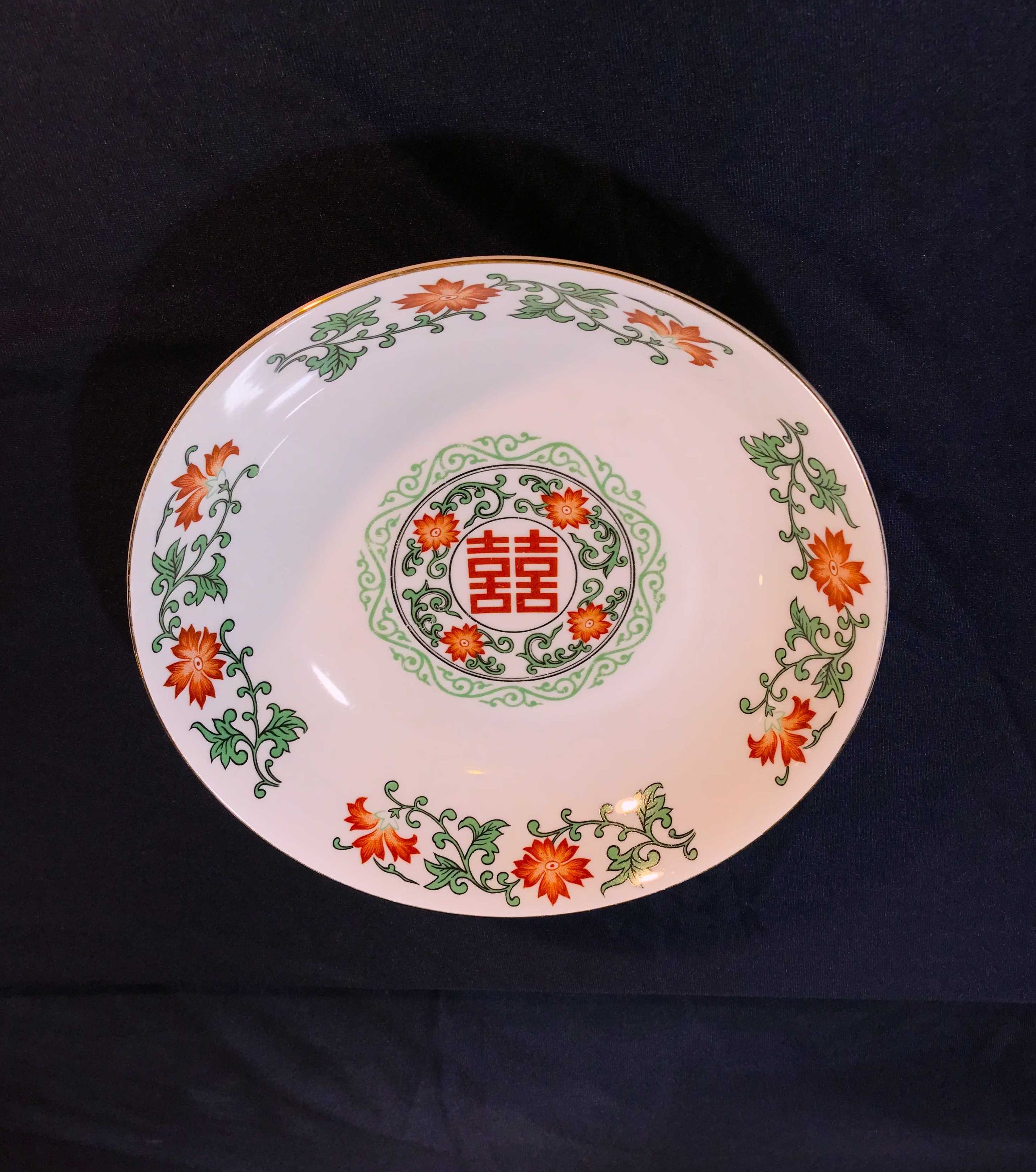 miska chińska porcelana vintage wzór kwiat symbol podwójnego szczęścia