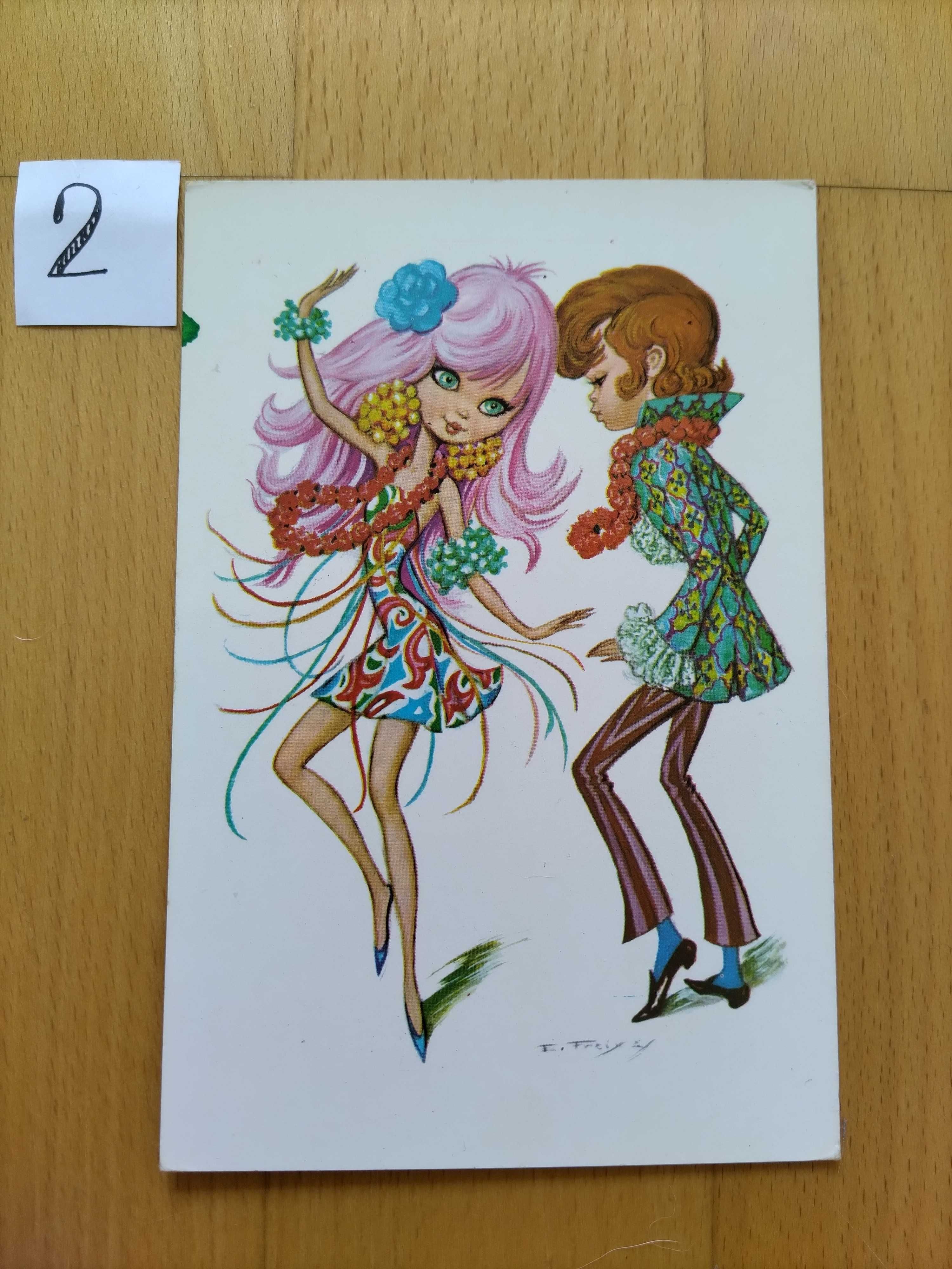 Conjunto de postais ilustrados vintage-Ilustrador "E. Freix 2"