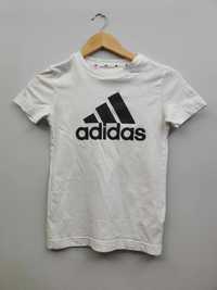 biały bawełniany t-shirt z krótkim rękawem adidas 140 cm