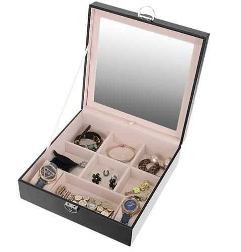 Kuferek na biżuterię - czarny szkatułka pojemnik organizer